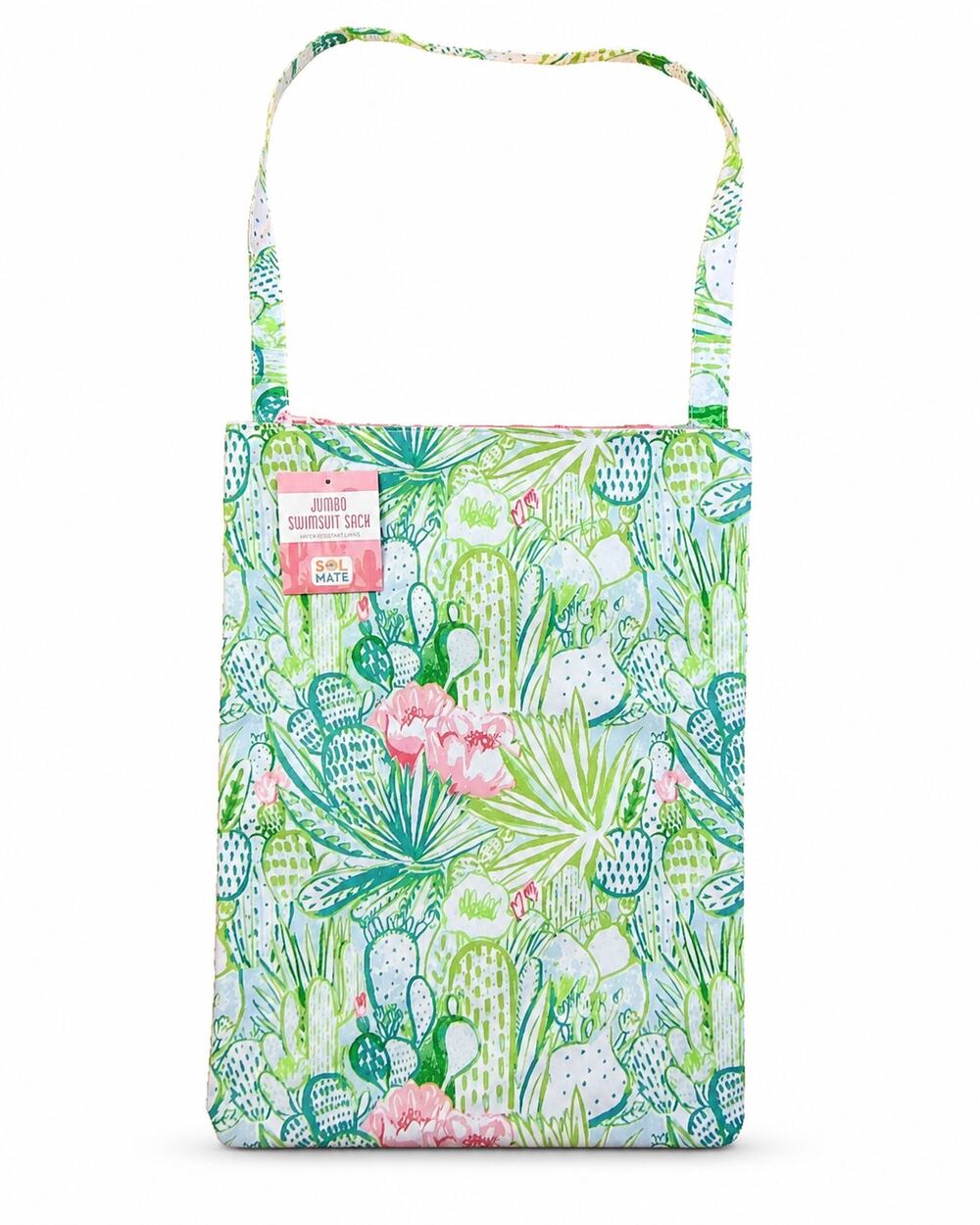 Sol Mate Jumbo Swimsuit Sack Cactus Succulent Wet Dry Bag NWT Beach Pool 17x13